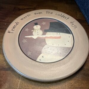 Snowman Wooden‎ Plate By Barbara Loyd 9.5 Inches Winter Home decor Friend Days